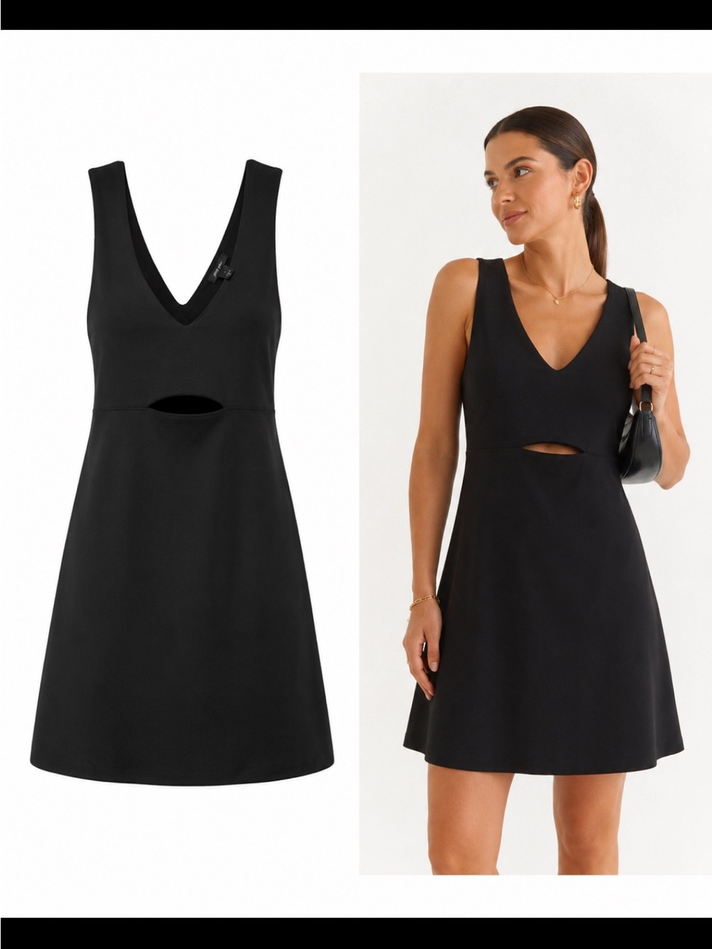 Nasty Gal Black V-Neck Cutout A-Line Dress